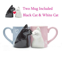 Kiss Me Cat Lovers Mug Set (Handmade)