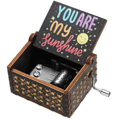 You are My Sunshine Engraved Hand-Cranked Wooden Musical Box