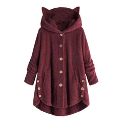 Cats Ears Hooded Irregular Fleece Hoodie