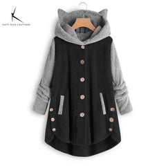 Cozy Cat Ears Teddy Coat with Pockets