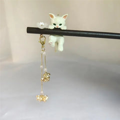 Wooden Cat Hairpin